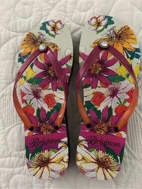 Brighton Floral Flip-Flops in Pink and Orange
